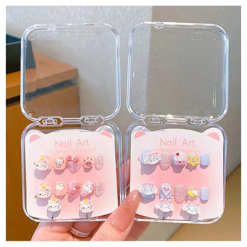 Sanrio детский набор серег с нашивками для ногтей Kawaii Hello Kitty My Melody Kuromi Cinnamoroll аниме фигурка наклейки для ногтей подарки для девочки