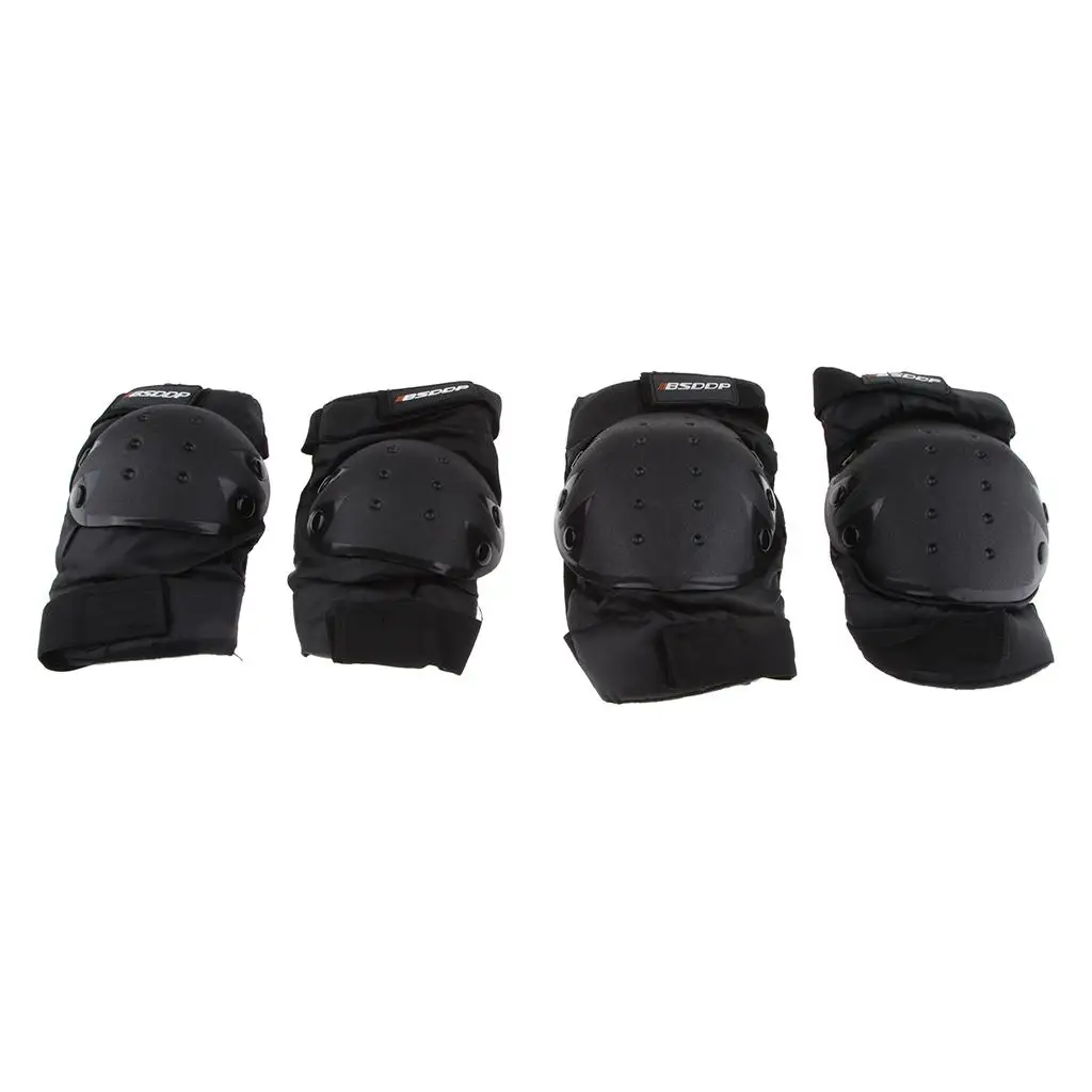 

4 Pcs Black Elbow Knee Shin Gear Guard Protector for Riding