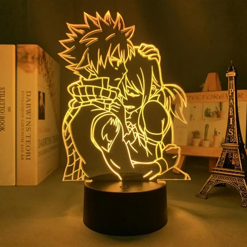 

Anime Cartoon Fairy Tail Natsu Erza Gajeel Lucy Acrylic 3D Night Light Usb Touch 16 Colors Bedroom Ornaments Decoration Gifts