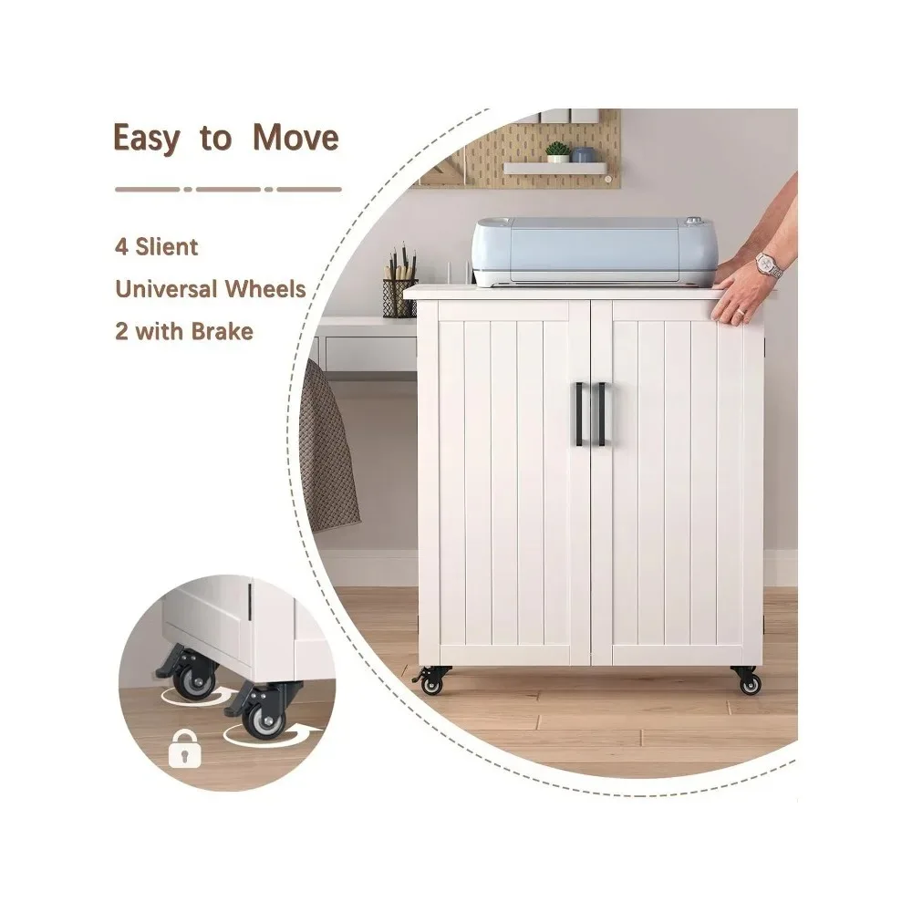 عربة يدوية متوافقة مع خزانة تخزين دوارة لآلة Cricut مع طاولة تنظيم الأدراج، 31.6 بوصة عرض × 15.8 بوصة عمق × 34.9 بوصة ارتفاع