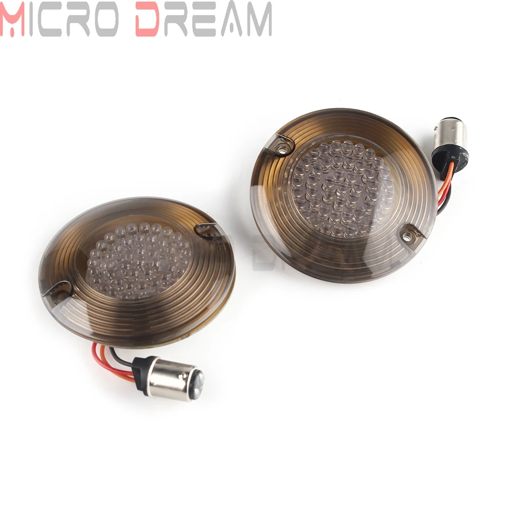 For Harley Touring Electra Glide Road King Heritage Softail Motorcycle Rear Front LED Turn Signal 1157 Bullet 3\'\' Inserts Light