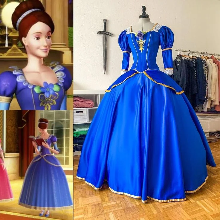 Movie Genevieve Costume Blue Dress Women Fancy Dancing Princess Ball Gown Fairy Pink Gradient Dance Dress Custom Made