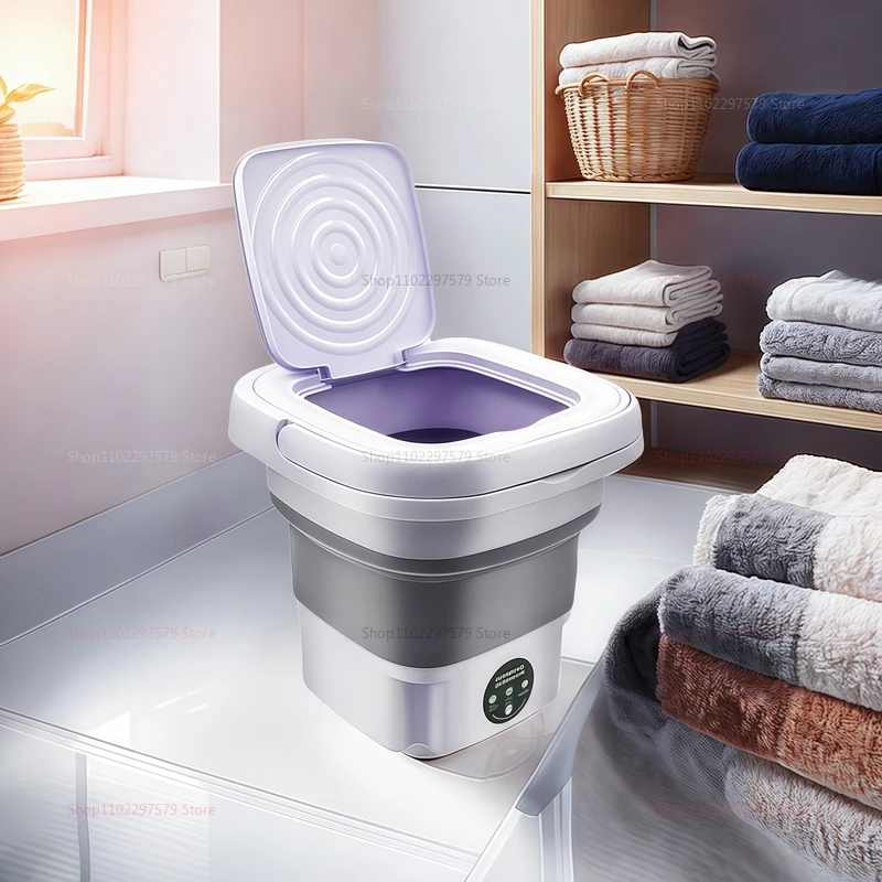 8L المحمولة للطي غسالة دلو المدمجة ملابس السفر الجوارب الملابس الداخلية الأنظف للمنزل التخييم الغسيل في الهواء الطلق