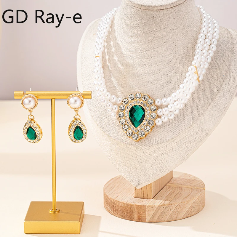 Fashion Multi-layer Pearl Necklace for Women Wedding Elegant Girls Colorful Gemstone Pendant Chain Necklace Jewelry