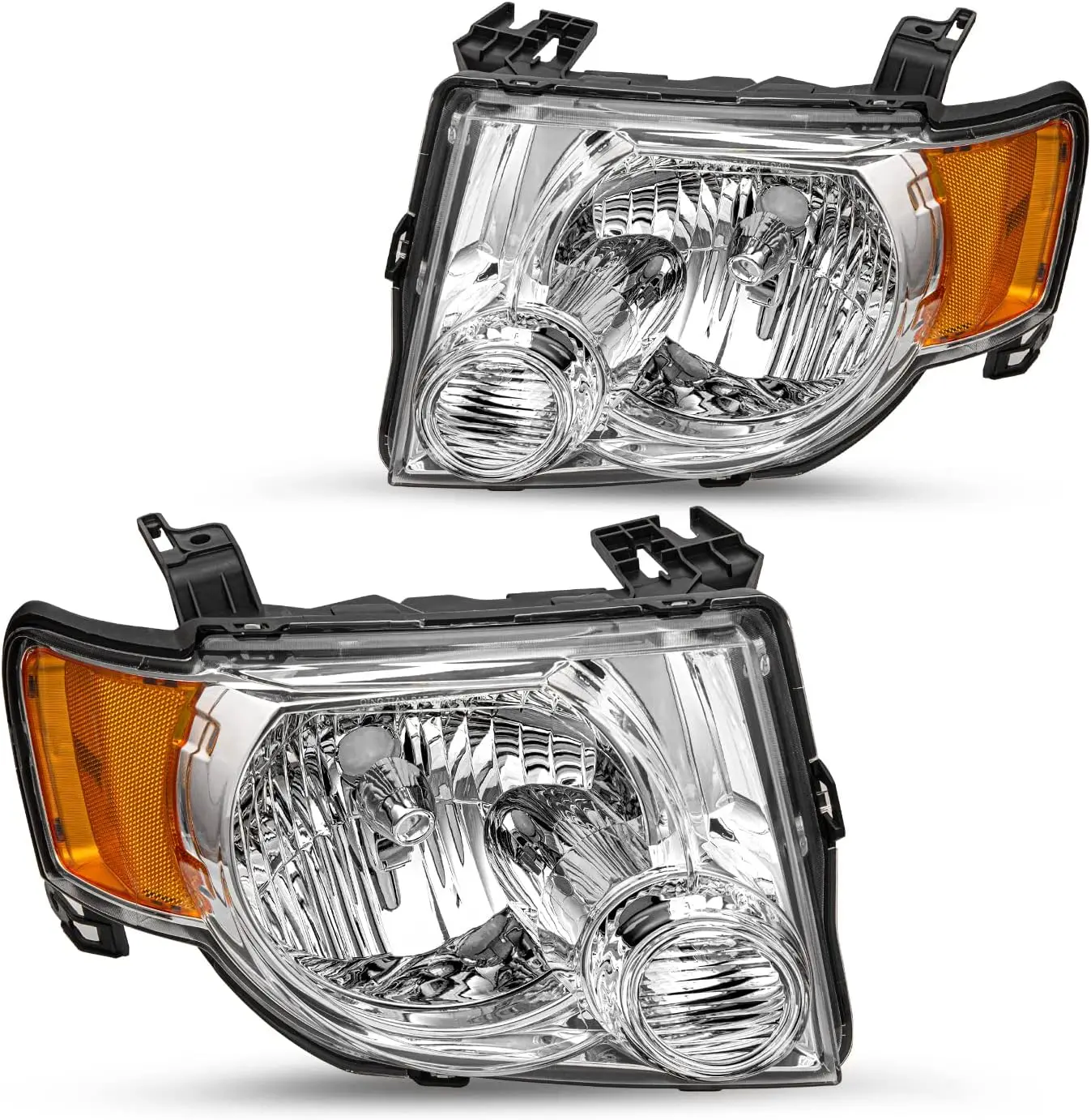 

Замена фары в сборе для Ford Escape SUV 2008-2012 гг., фара со стороны водителя и пассажира, хромированный корпус с янтарным отражением