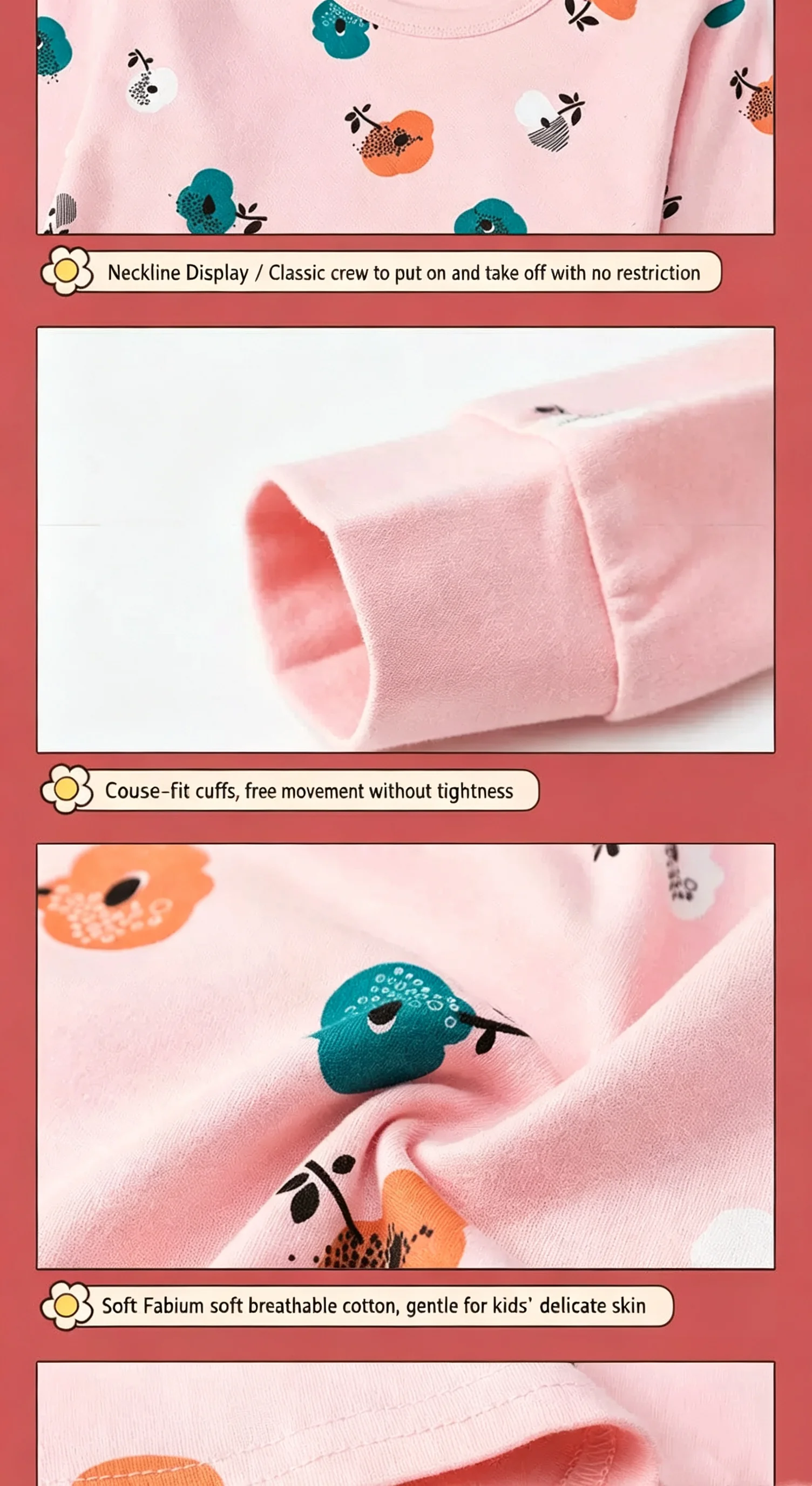 Kinderunterwäsche aus reiner Baumwolle, lange Unterhosen für Mädchen, Thermo-Unterwäsche, Baumwoll-Pyjamas für ältere Kinder, Frühlings- und Herbst-Homewear. – Detail 3