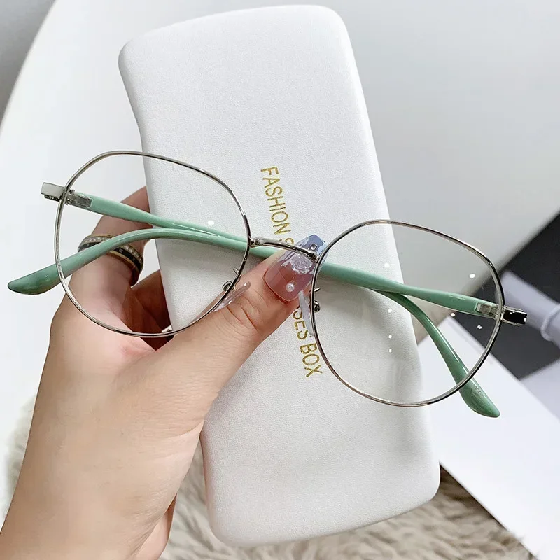 2024 Women Anti Blue Light Computer Glasses Ins Metal Round Glasses Decor Round Glasses Black Metal Spectacle Frame 0 Diopter