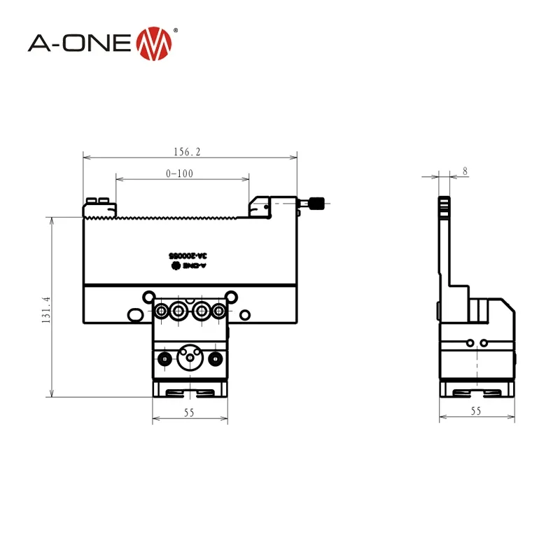 A-ONE system 3R wire edm tooling 3 axis precise manual adjustable flat vise 3A-200128