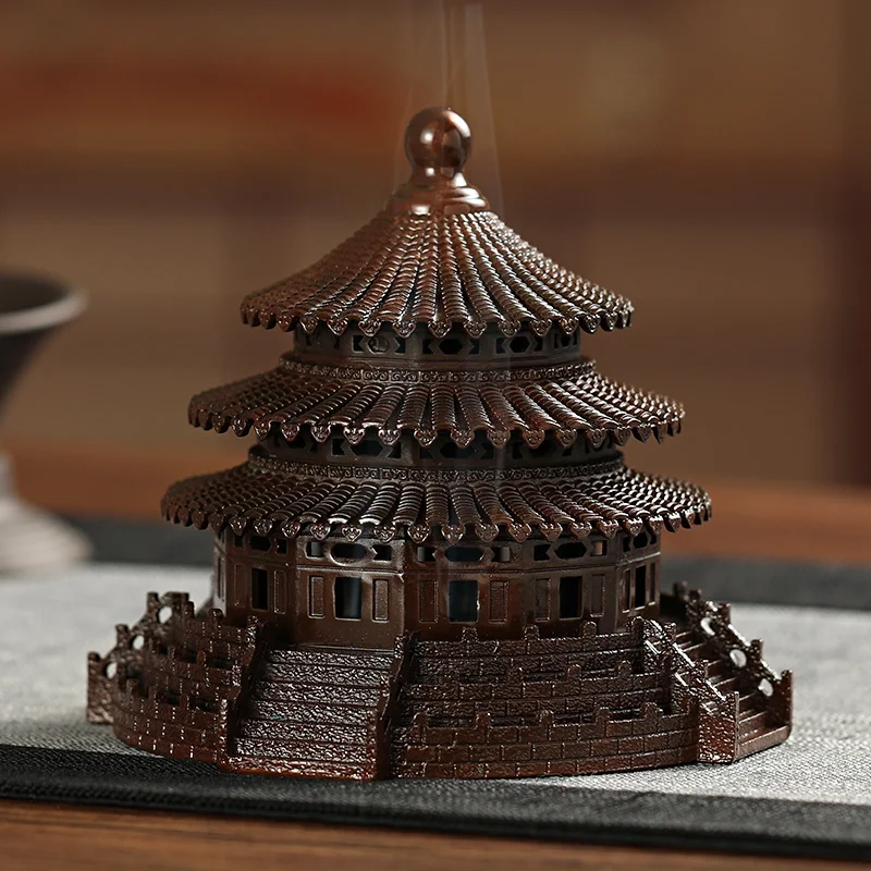 

Large Vintage Temple of Heaven Incense Burner Home Aromatherapy Burner Creative Chinese Tea Ceremony Ornament Sandalwood Burner