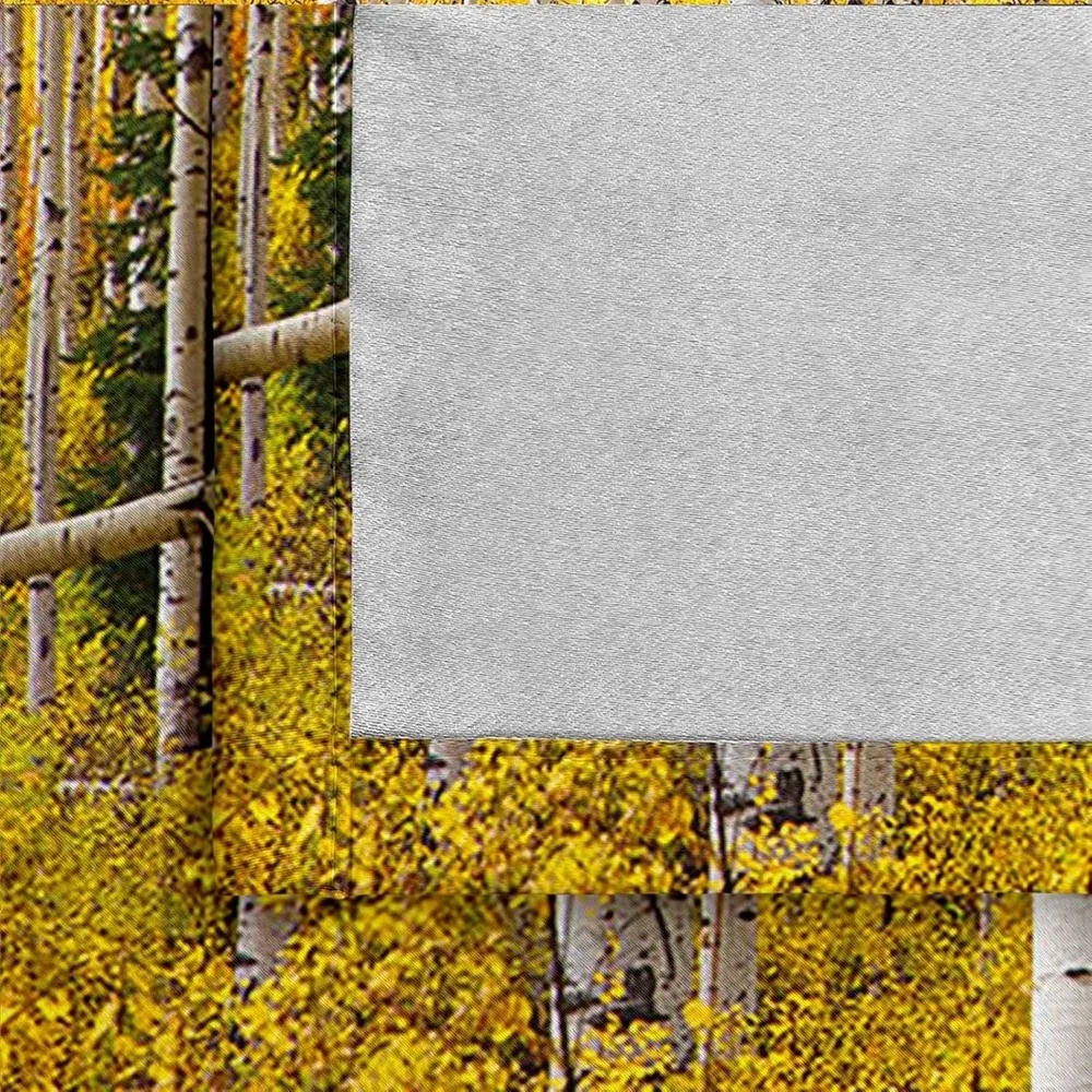 Beige pure gordijnen 96 voor slaapkamer, herfst boslandschap, 2 stuks, polyester materiaal, 96 W x 96 H (244 cm x 244 cm), ideaal voor