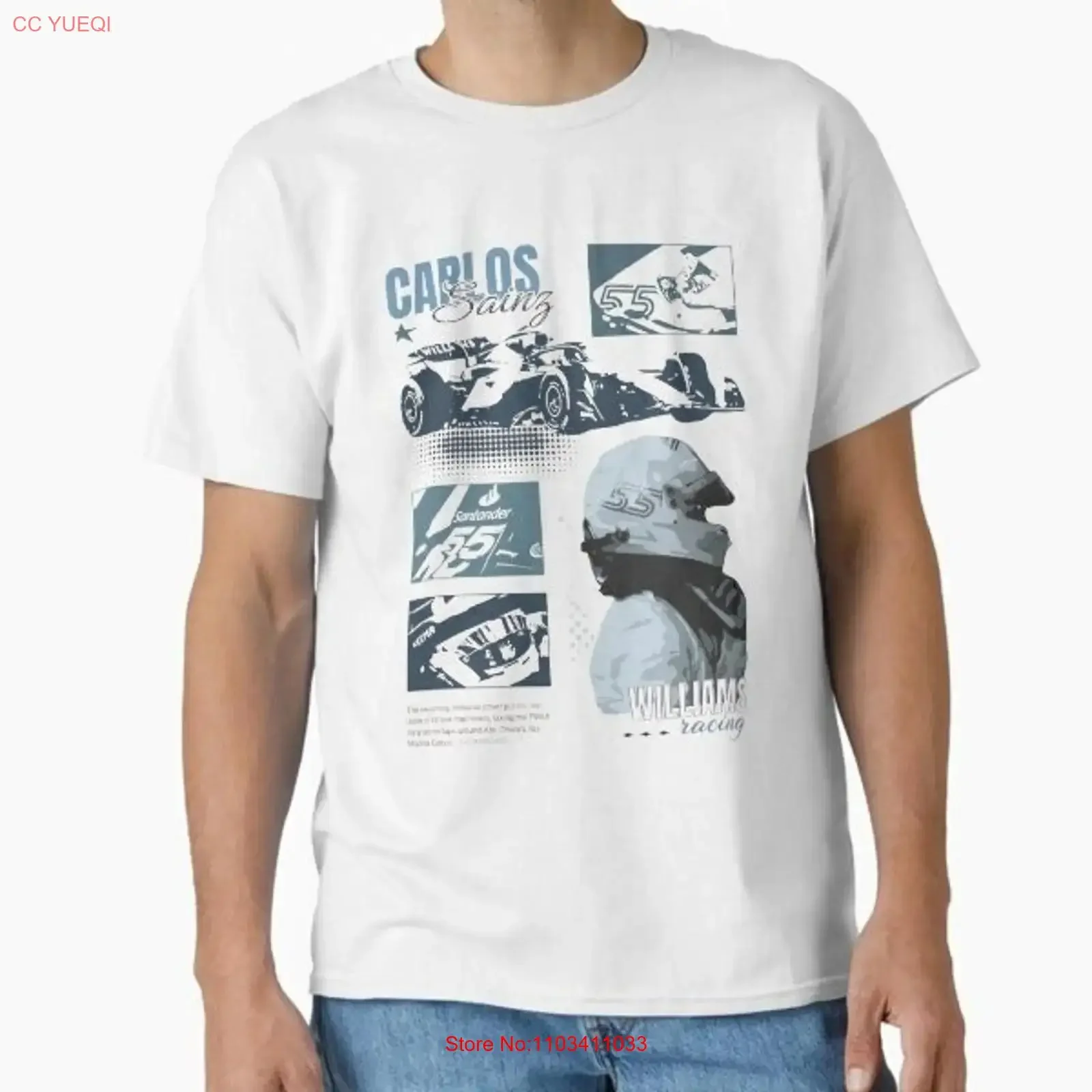 Carlos Sainz Williams 55 Classic T Shirt Made in US AUS Size S 2XL vintage Washed Versatile Casual Top For Everyday Wear Unisex