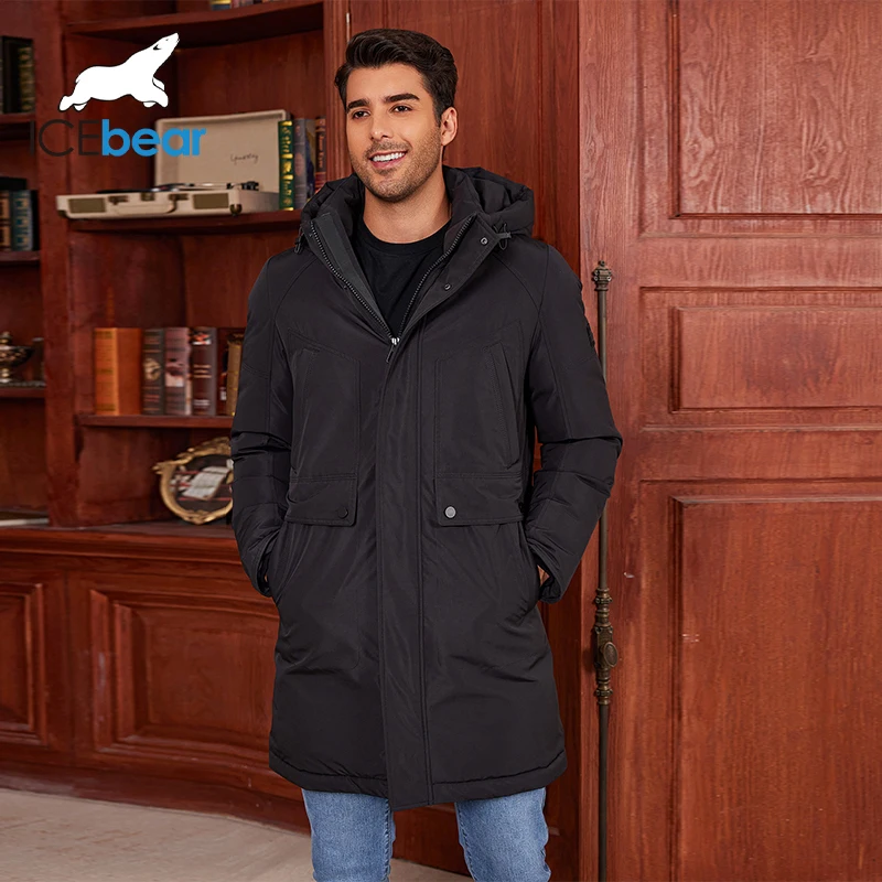 Icebear-Chaqueta de invierno para hombre, abrigo térmico con capucha grande, a la moda, MWD4292I, novedad de 2024