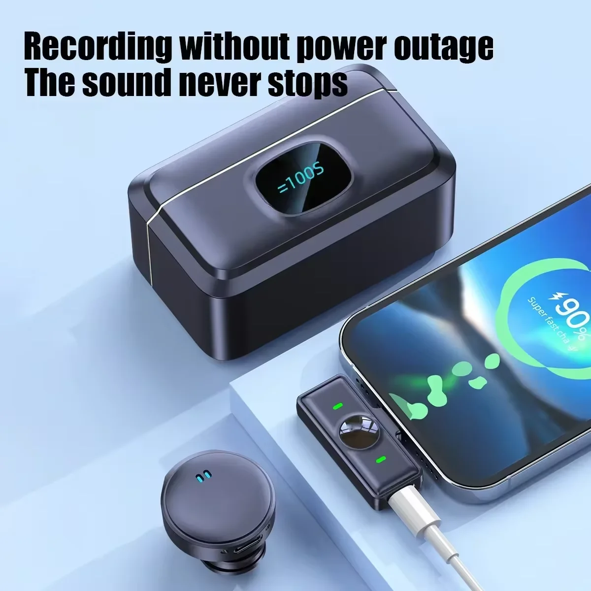 KEBIDUMEI Lavalier Microphone Professional Dual Wireless Microphone Buttonhole Tie Mic For IPhone17 Android Phone Cell Mobile PC