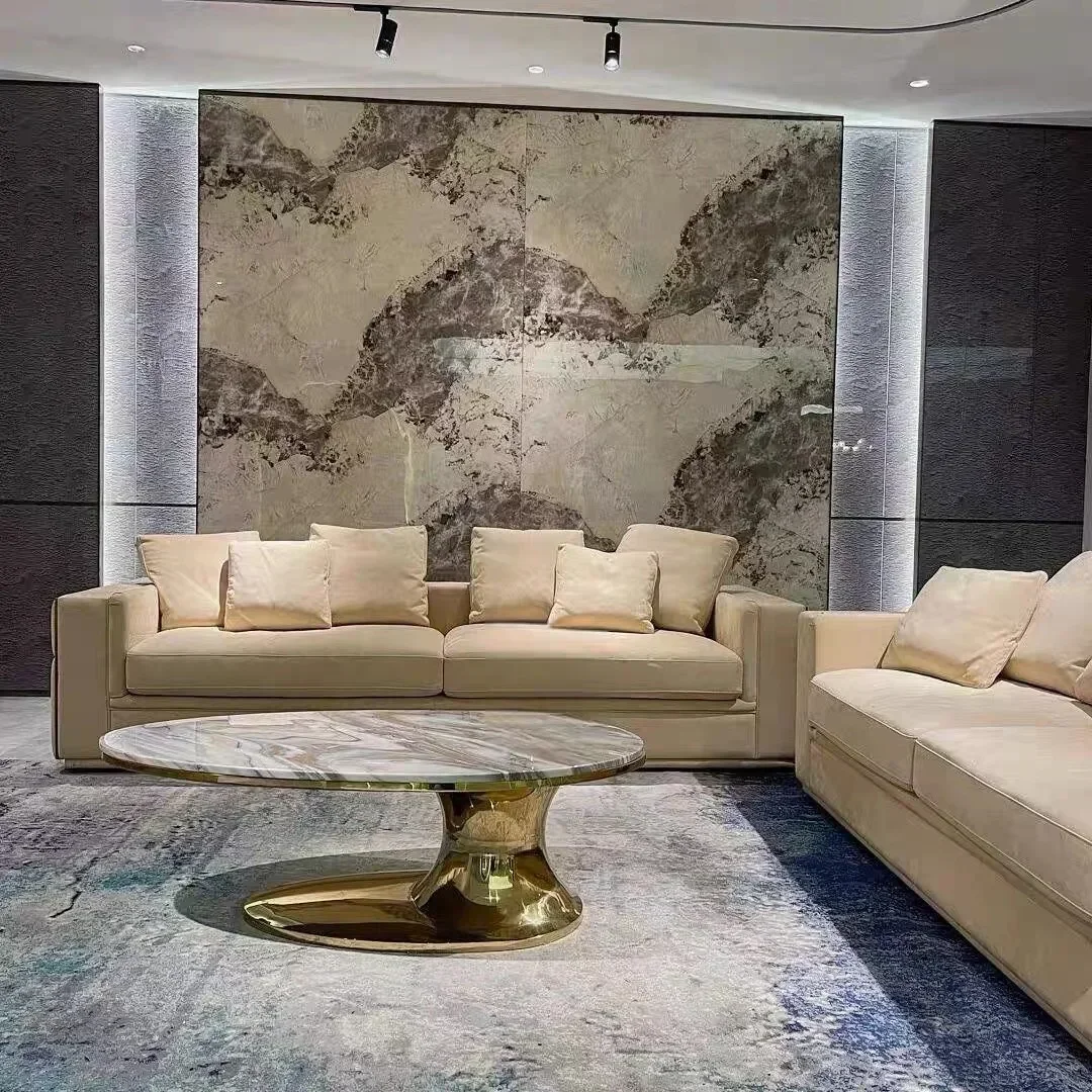 #Elegant Luxury Living Room Sofa High-end Home Furniture For Large Villa L-shaped Leather Couch Designer Muebles Hotel Furniture