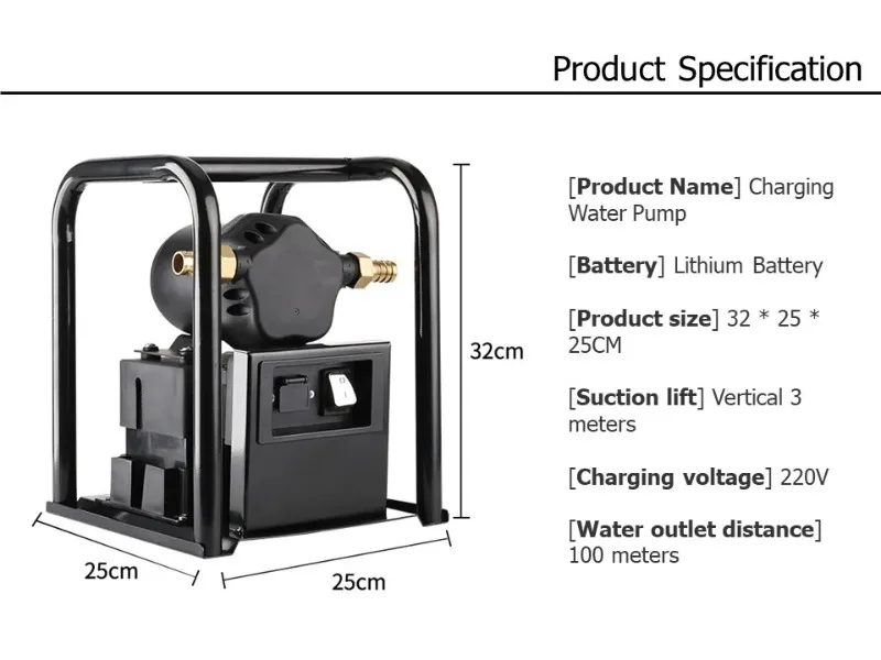 Portable High Pressure Sprayer Water Pump, Large Flow High Lift Electric Compressed Sprayer for Garden Irrigation Work
