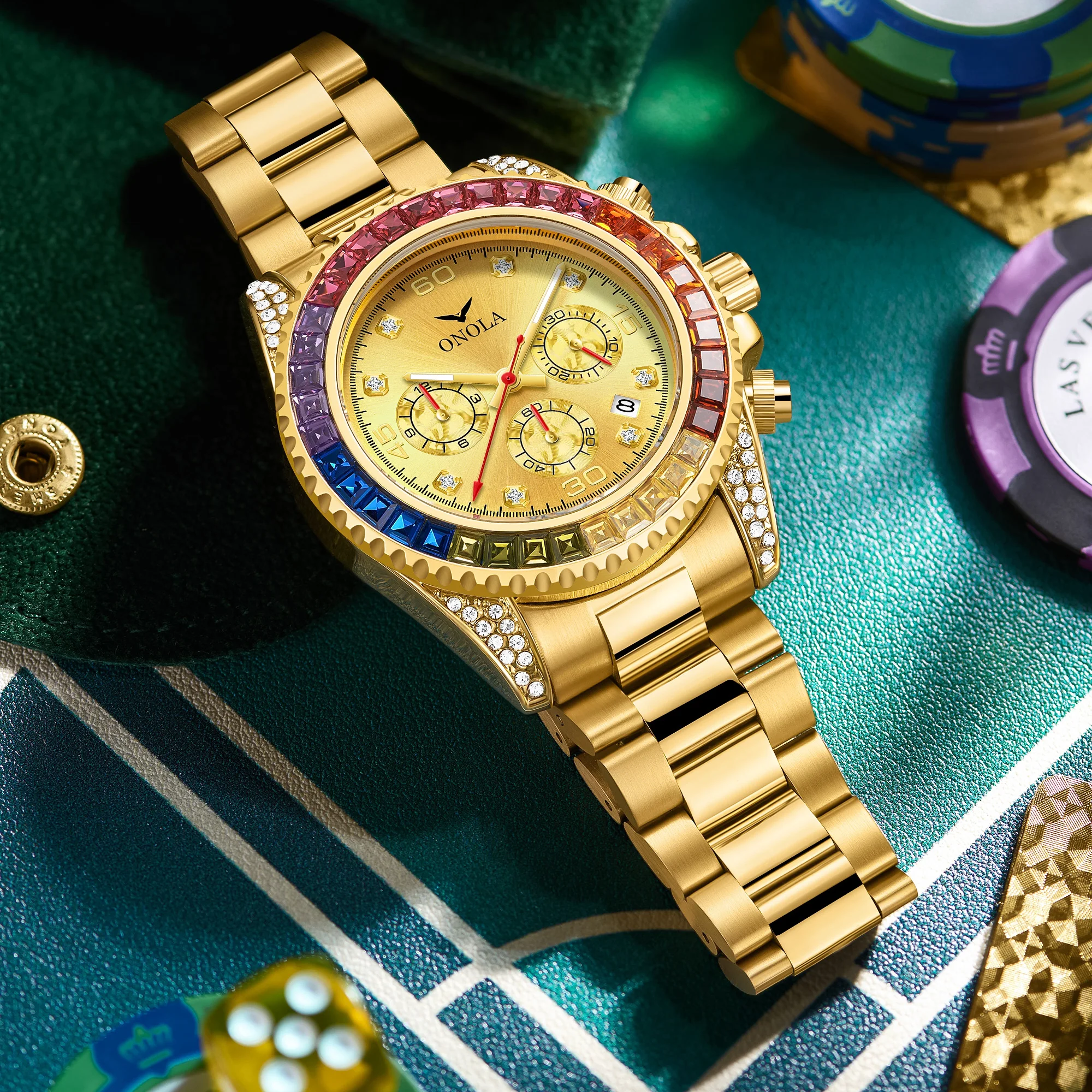 ONOLA ธุรกิจนาฬิกาผู้ชายปฏิทิน - Luxury Watch Green Dial บทวิจารณ์และราคา