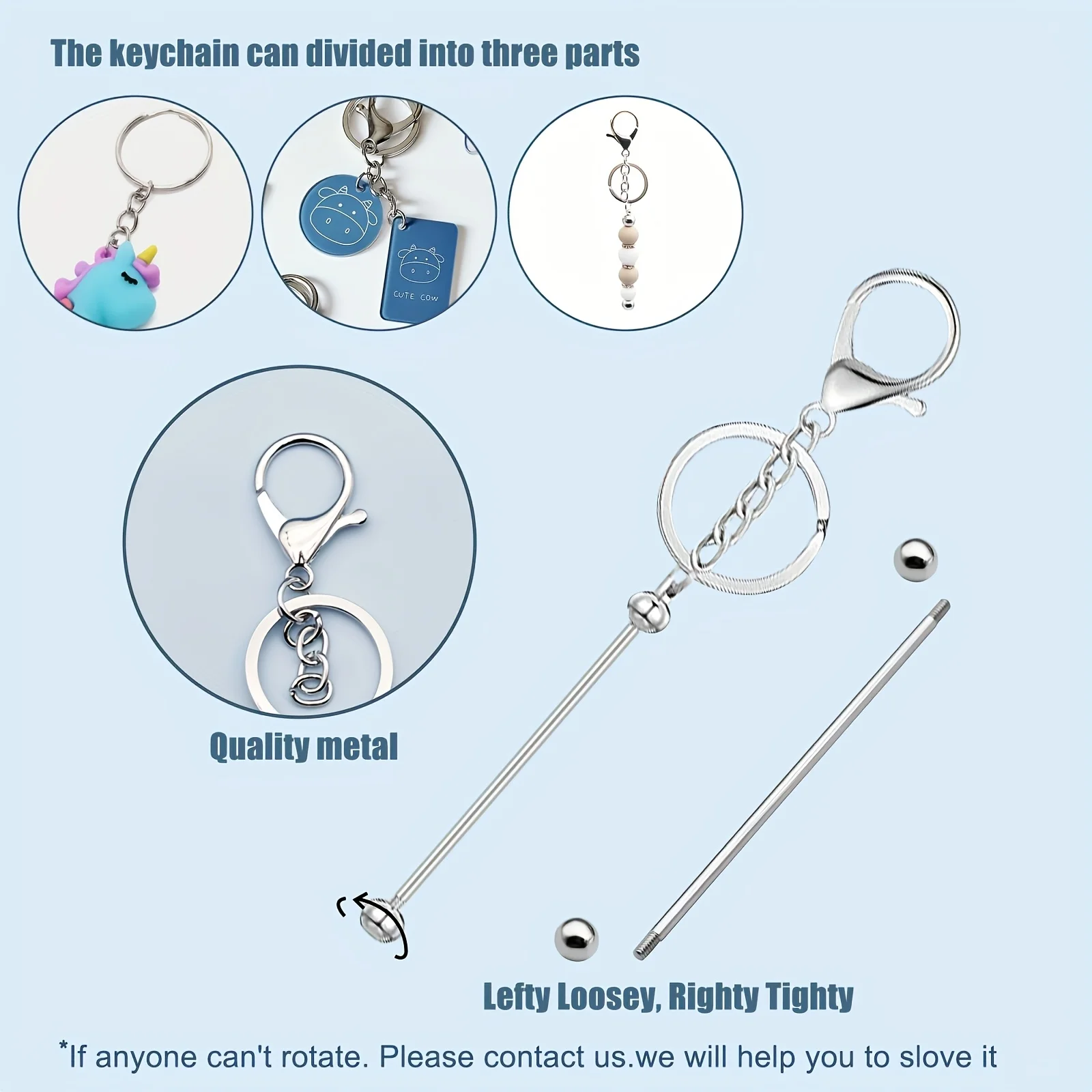 7/15pcs DIY Beaded Keychain Set Multi-Functional Creative Handmade Key Ring Sticks Headless for Gift-Making view 3
