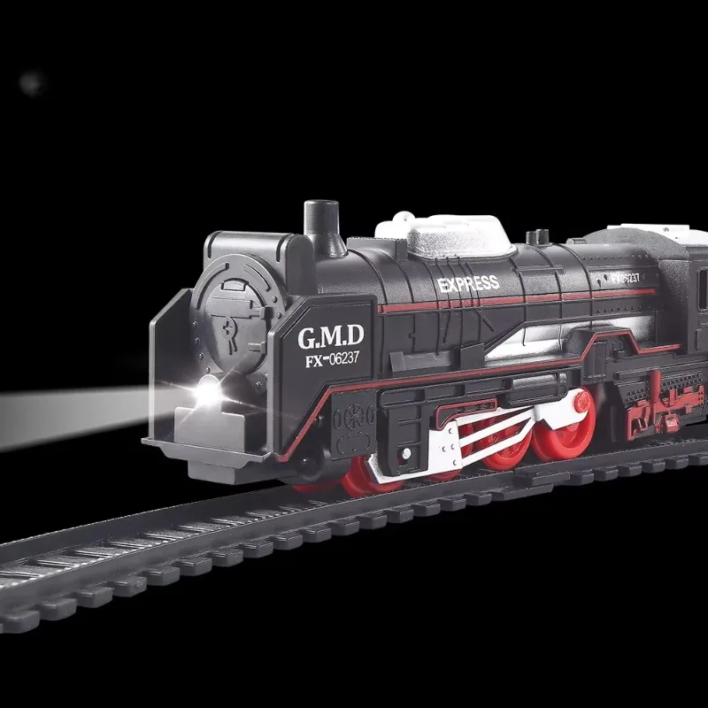 Electric Freight Train Set Light Up Tracks STEM Educational Railway Building Toy for Kids Birthday Christmas Gift for Boys Girls