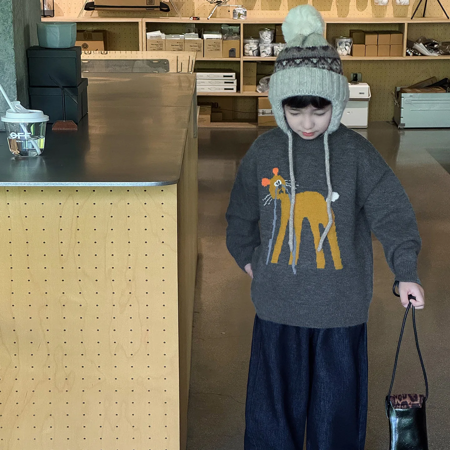 

Kids Clothes Pullover Sweatshirts Winter New Style Cartoon Baby Cat Knitted Loose and Thick Sweater Winter Boys and Girls Tops