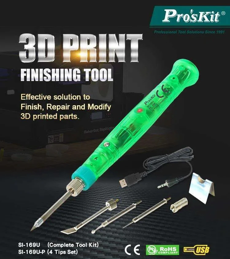 

USB Powered Soldering Iron Pro'sKit SI-169U 3D Print Finishing Tool Touch Response Rapid Warming Tin Solder Group Pen Type