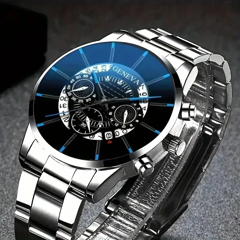 Fashionable Men's Watch Set with Date Function: Casual Style, Including Fashionable Bracelet, Necklace - Perfect for Daily Wear
