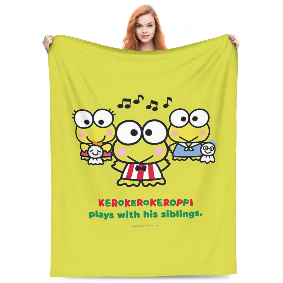 Super Warm Blanket Picnic Keroppi Bedding Throws Flannel Bedspread For Couch Chair Print Sofa Bed Cover