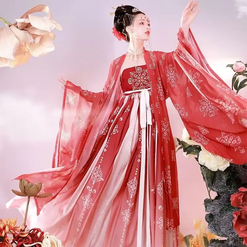 

Hanfu Dress Women Chinese Traditional Cosplay Costume Tang Dynasty Ancient Hanfu Summer Dress Red&Green Stage Dance Dress
