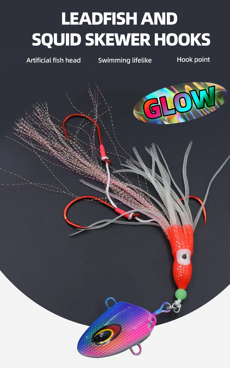 ZYZHE Meeresfischerei-Köder 100g 150g 200g 250g Leuchtender Weicher Oktopus-Köder mit BKK-Haken Salzwasser-Bootsangelköder Angelzubehör – Detail 1