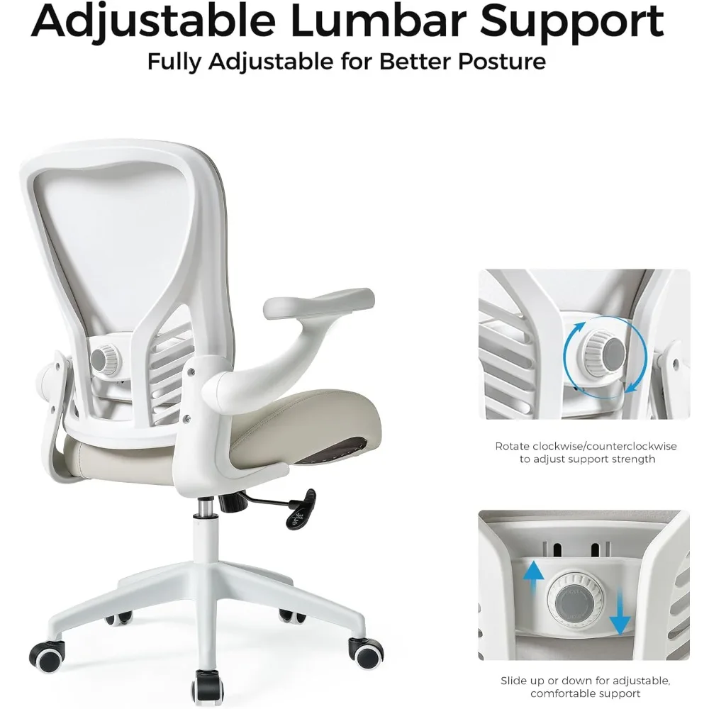 ERGONOMIC Vera Leather Office Chair, PU Leather Desk Chair with Wheels and 3D Adjustable Armrests, Executive Office Chair