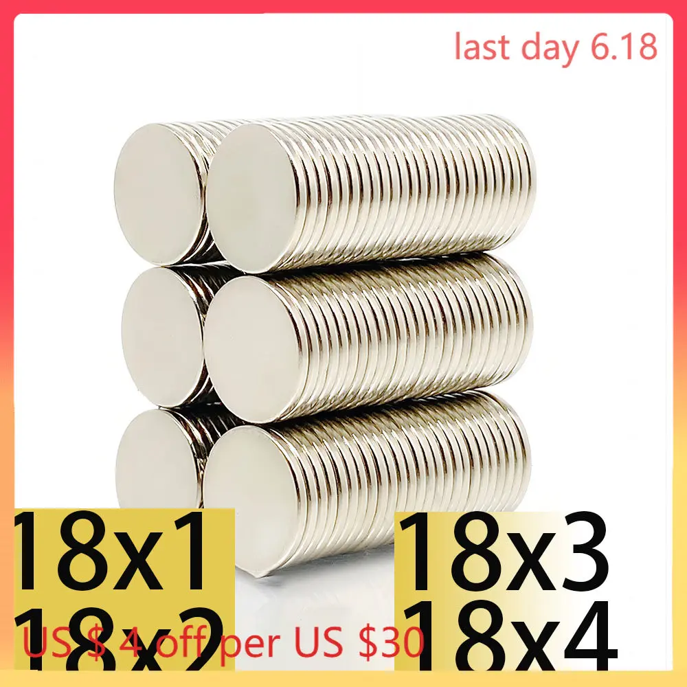 

N35 18x1 18x2 18x3 18x4 Magnet 18*3 Rare Earth Neodymium Magnets Nickle Coating Power Search Magnetic Fridge Aimant Strong