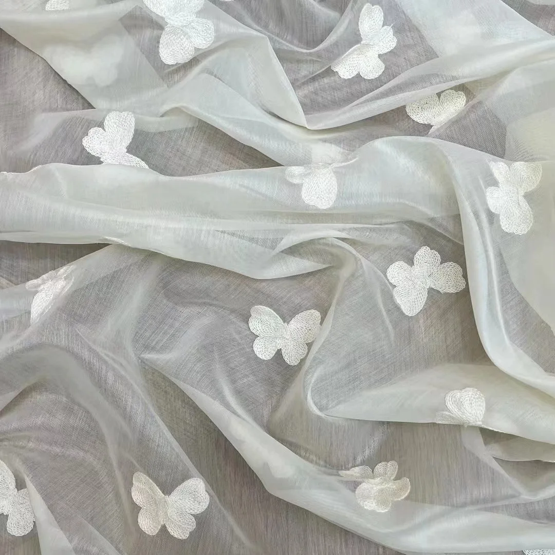 

Cotton Organza Butterfly Lace Fabric for Wedding Dresses Formal Gowns Clothing Handmade Sewing Fabric