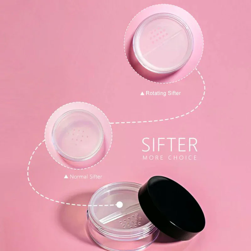 Empty 5/10/20/30g Loose Powder Jar With Rotating Sifter Container Jar Plastic Cosmetic Makeup Powder Filling Can Pot Lid Twist