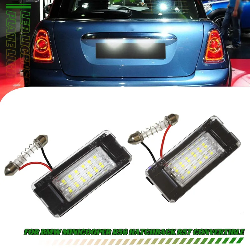 2 buah putih 18SMD lampu pelat nomor LED mobil manik-manik lampu untuk Mini Cooper R56 R57 R58 R59 sumber cahaya mobil kesalahan Gratis