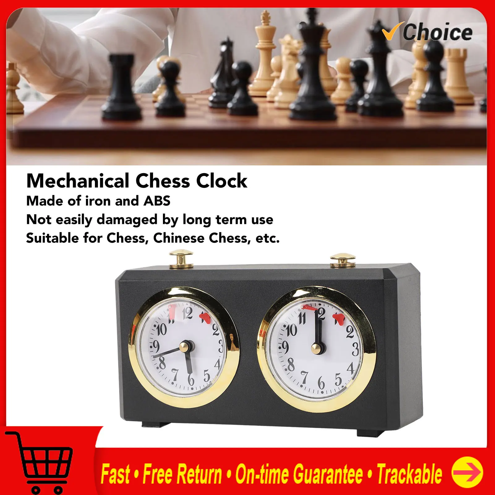 Horloge d'échecs professionnelle, mécanisme multifonctionnel, Portable, grands cadrans faciles à lire, minuterie mécanique d'échecs chinois