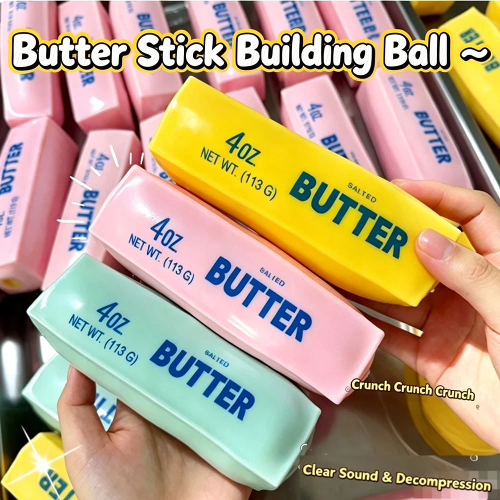 Knuspriger Sound-Butter-Stick Quetschspielzeug Selbstgemachtes DIY Handgefertigtes ADHS-Spielzeug Quetschball Nicht-Rückfederndes Stressabbauendes Spielzeug als Geschenk