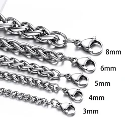 YQ Stainless Steel Twist Rope Chain Necklace For Men Women 3MM-8MM Pendant Accessories Wholesale