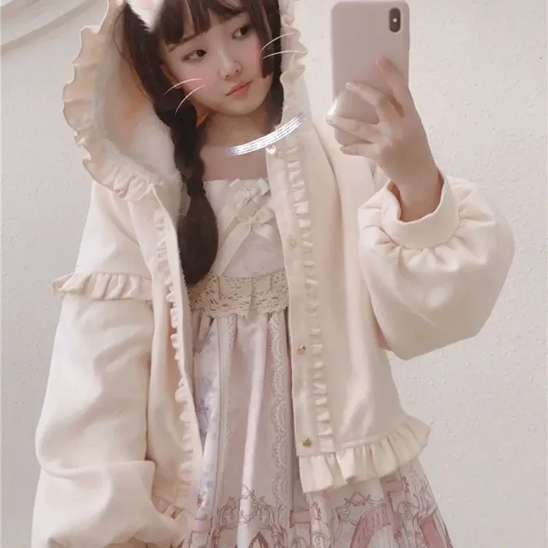 

Новинка 2023 года, однобортные куртки с длинными рукавами, осень-зима, утепленное теплое пальто, женские модные универсальные топы в стиле Лолиты Mujer