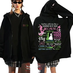 Wicked Movie Zipper Hoodie Women Men Long Sleeve Streetwear New Musical Sweatshirt Tops