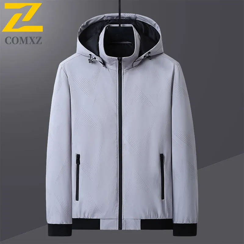 

2025 Detachable Hood Casual Jacket for Men Middle Age Dad Grandfather Autumn Winter Coat Business Leisure Outerwear Thin Warm