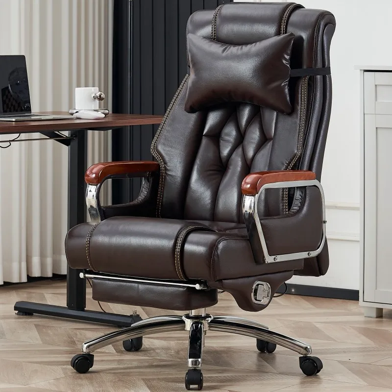 

Leather boss chair Comfortable sedentary business office chair Office reclining nap chair Home computer
