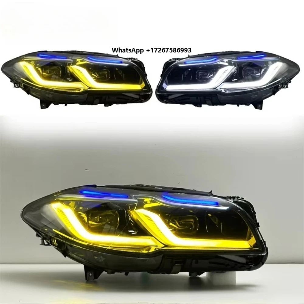HETOP F10 Headlight 2010-2017 Upgrade 5 Series Dual Color Version Yellow and White Upgrade Headlights LED DRL Head Lamp for
