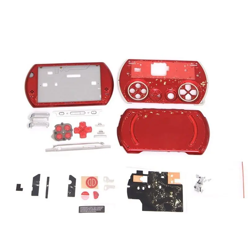 dtb7交換用ハウジングケースキット（ボタンステッカー付き）ソニーpsp-goゲーム機用、赤色absシェルカバー（psp-go修理部品用）