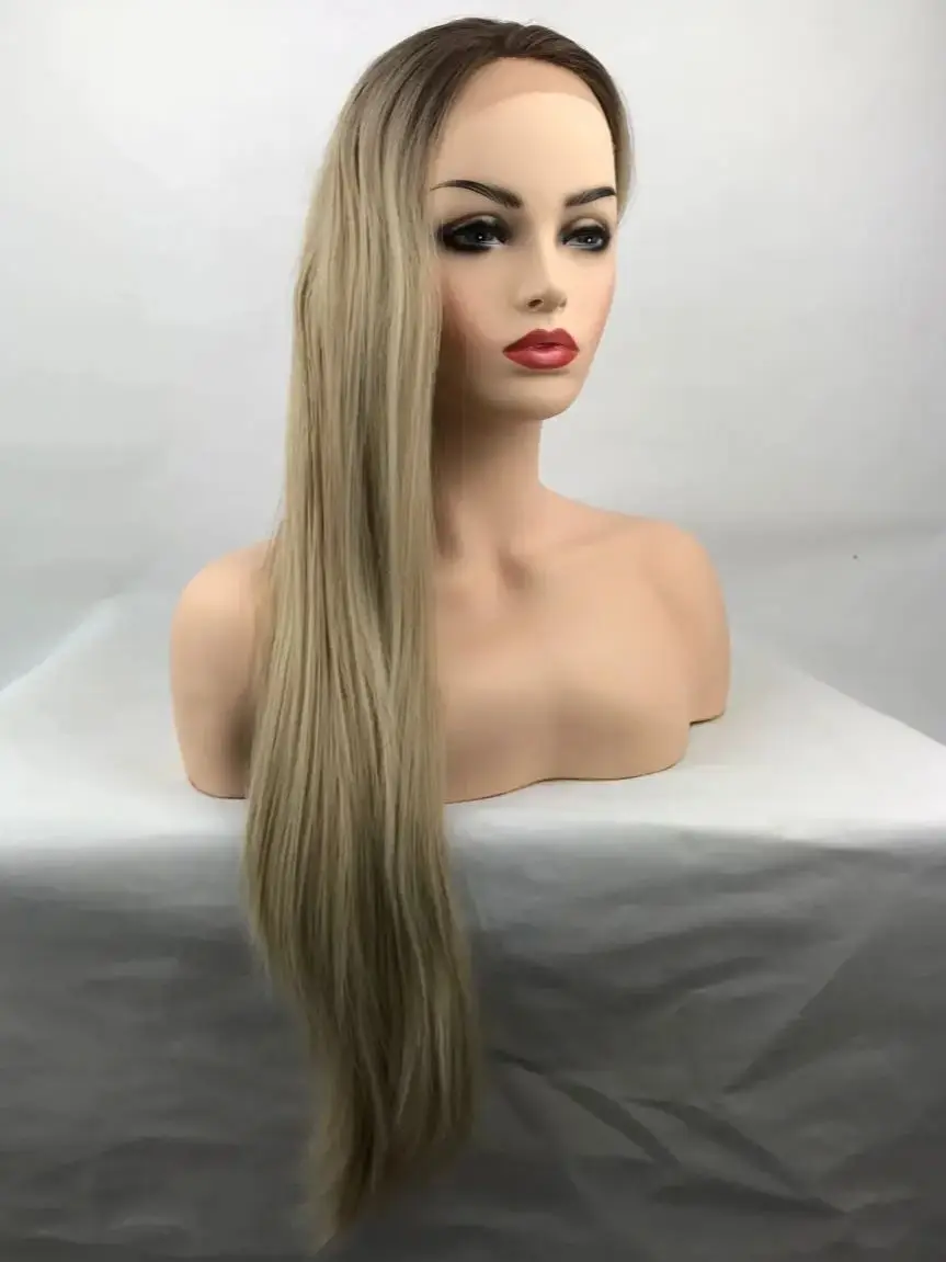 Perruque Lace Front Wig lisse blond miel 613, 60cm, longue