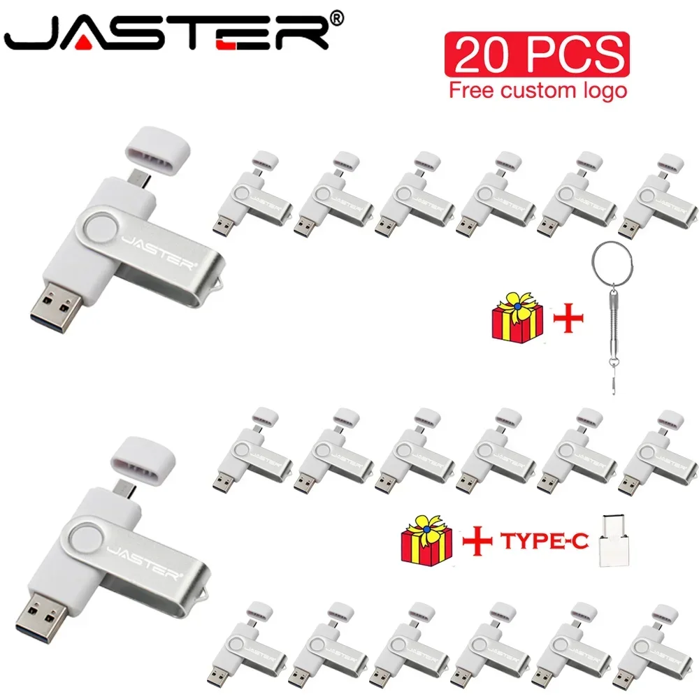 

JASTER 20 PCS LOT Pendrive USB 128GB OTG Memory Stick 64GB TYPE-C Pendrive 32GB White USB Stick 16GB Creative Gift U Disk 8GB