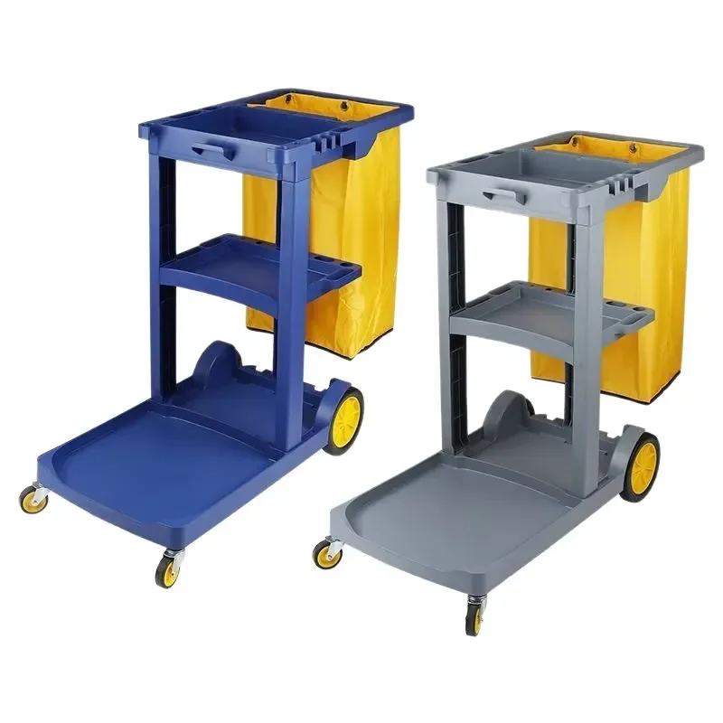 Wholesale Plastic Folding Cleaning Cart Utility Trolley for Housekeeping Hotel Restaurant Janitorial Service Mop Bucket