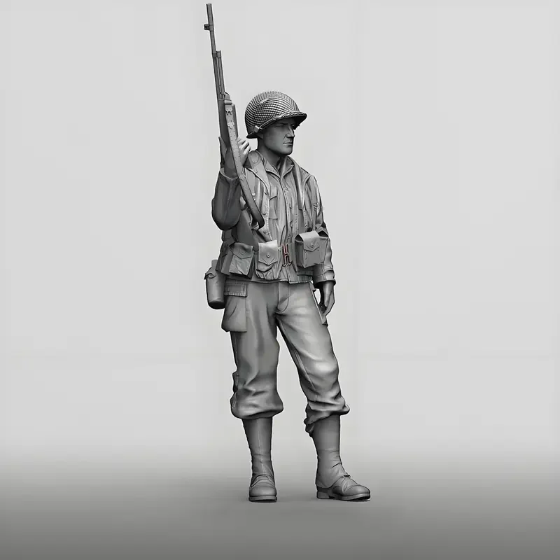 Figura de ação de soldado de artilheiro da segunda guerra mundial 1/16, resina GK, tema militar, sem pintura e em estoque