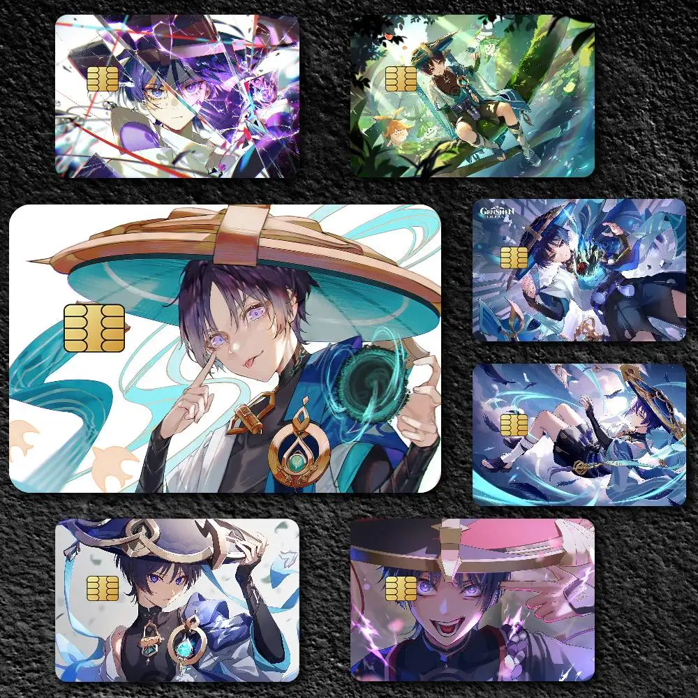 Genshin Impact Wanderer Credit Card Skin Stickers for Bank Card Bus Metro Card Sticker Waterproof Gift