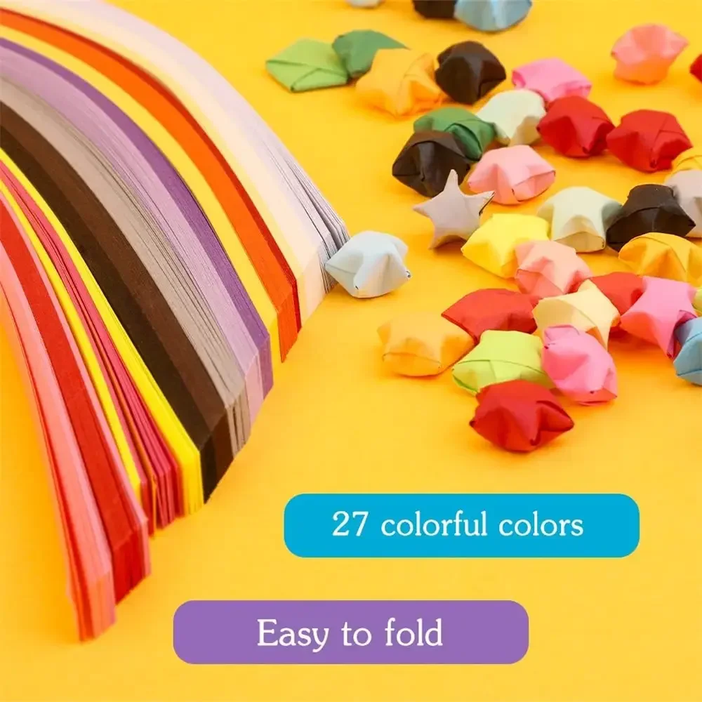 27 colors of 1030 star paper strips double-sided origami solid color lucky star decorative paper strips DIY colored paper scraps