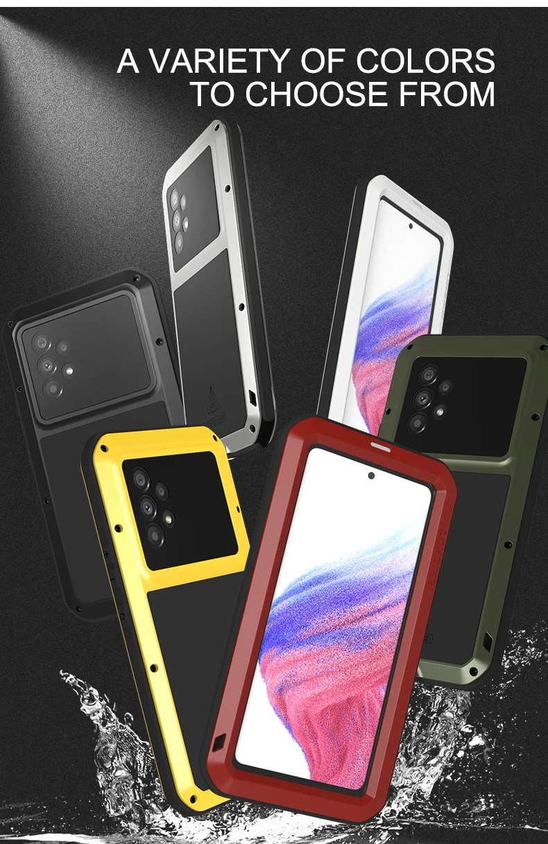 Case For Samsung Galaxy A54 A53 A72 A32 A42 Original Lovemei Powerful 360 Armor Heavy Duty Metal Tank Protection Waterproof Case