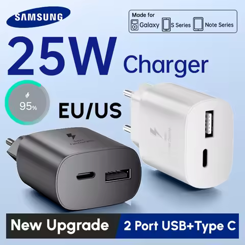 SAMSUNG 25W Super Fast Charger Type C Plug USB Adapter Cargador Galaxy Z Fold Z Flip A55 A16 A25 A73 S25 S24 S23 S22 S21 FE S10